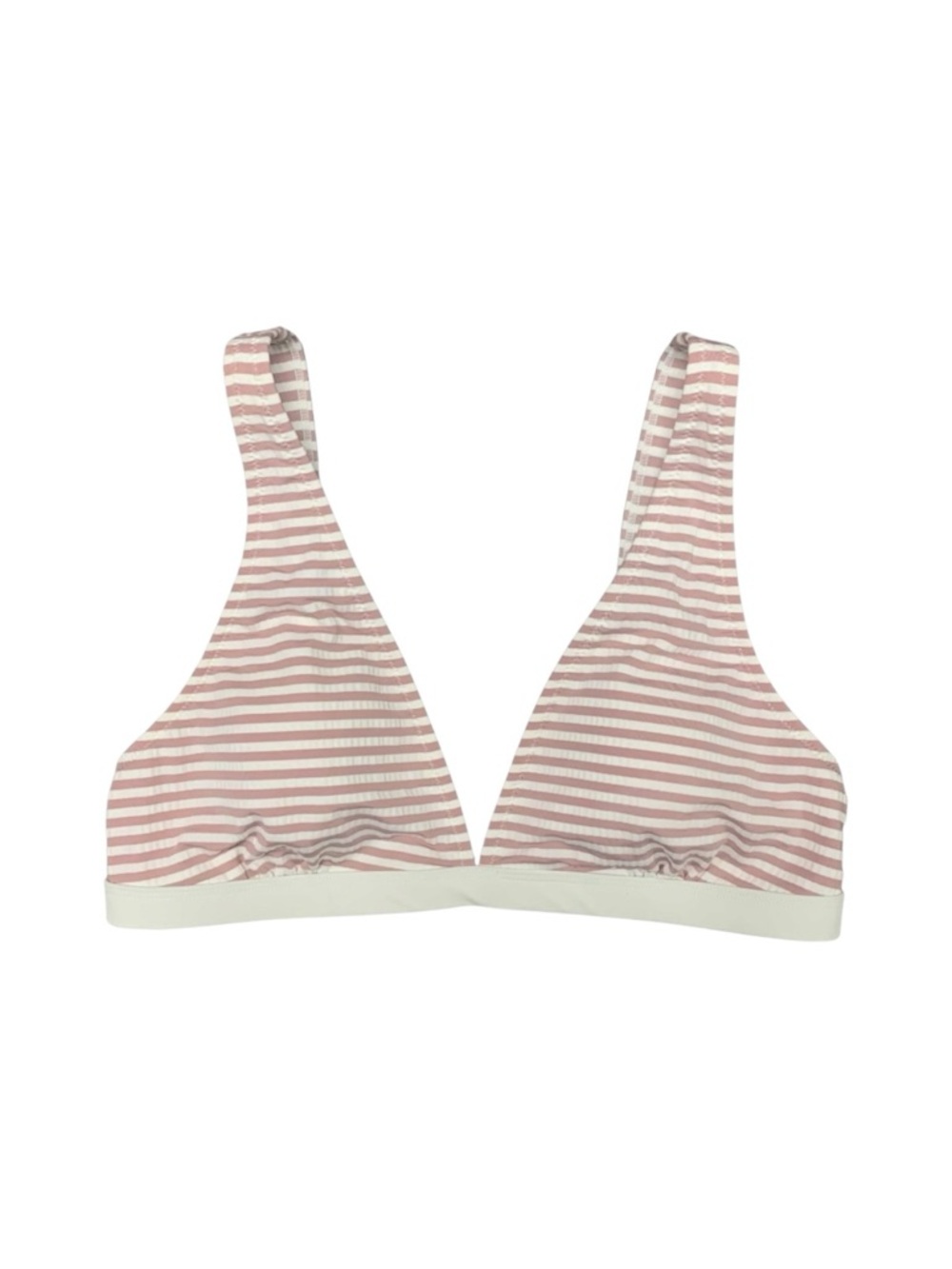 Cupshe Triangle Bikini‎ Top Striped Off White Blush Plunge V Neck Women’s Large